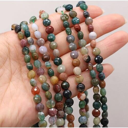 Natural Semi-precious Stone Oblate Section Beads India Agate 6mm For DIY Necklace Earrings Accessories Gift Length 38cm