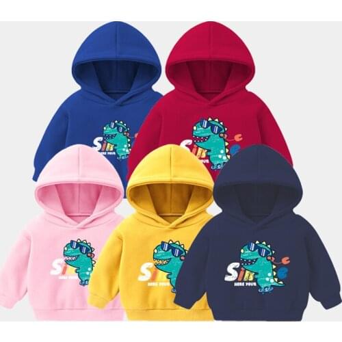 Autumn and Winter New Cartoon Dinosaur Car Print Fashion All-match Hooded Sweater