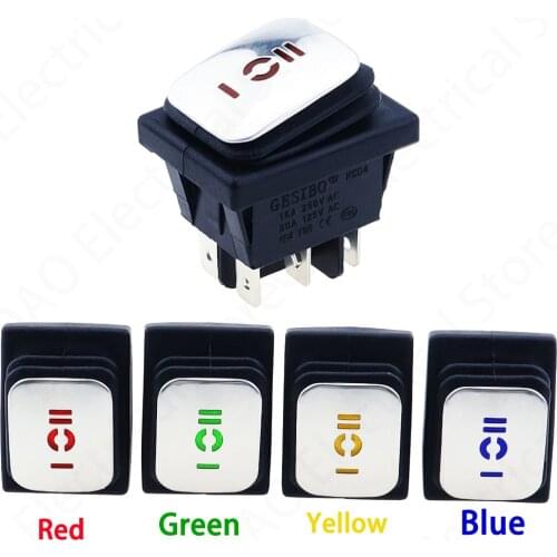New pattern KCD4-203 16A 250VAC 30x22 Waterproof Rocker Switch 6pin DPDT ON OFF ON 12V 220V Silver cont LED Light Rocker Switch