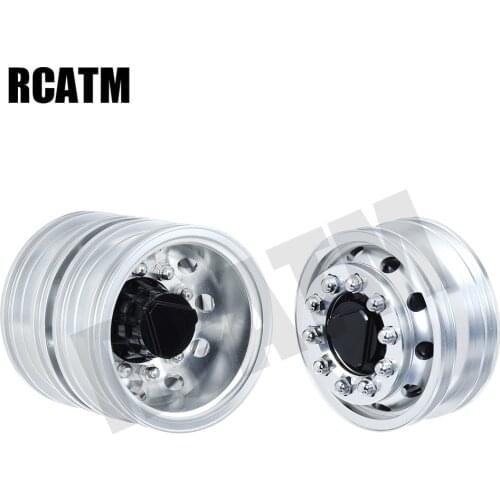 2PCS High Quality CNC Metal Alloy Front Rear Wheel Hub Rim For 1/14 Tamiya RC Truck car SCANIA R470 R620 FH12 ACTROS