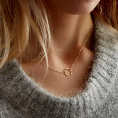 Gold Circle Necklace Handmade Jewelry Gold Filled Choker Pendants Collier Femme Kolye Collares Women Necklaces Boho Jewelry