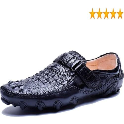 Casual Brand Real Business Men Loafers Breathable Genuine Crocodile Leather Driving Boat Luxury Formal Shoes