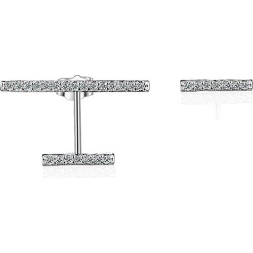 Simple Fashion Cubic Zirconia Asymmetric Earrings Bar Ear Studs Jewellery Gifts for Women Ladies