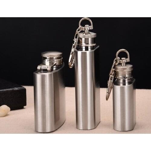 Quevinal 300PCS Hot Selling 1OZ 2OZ Mini Stainless Steel Hip Flask wine pot Alcohol Flagon with Keychain DHL UPS TNT