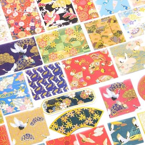 Retro Pink cherry blossoms Gilding Sticker Decoration Diary Scrapbooking Label Sticker Kawaii Korean Stationaries Stickers HT009