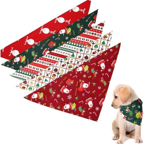Christmas Pet Collar Costume Dog Scarf Bandana Santa Claus Printed Pet Neck Scarf Bandage Bibs Pet Dressing Accessories
