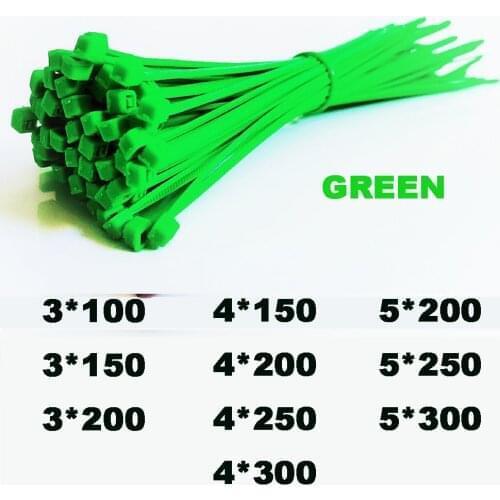 Self-Lock cable ties Plastic Nylon Wire ties Cable Zip Ties 3*100 3*150 3*200 4*150 GREEN 1000pcs Nylon Ties Fasten Loop Cable