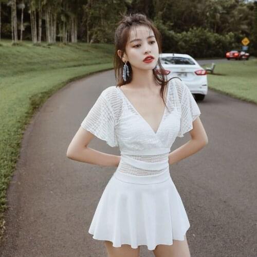 Solid Swimwear Female Summer Cover Belly Slim Sexy One-Piece Hot Spring Conservative 2021 New Fashion Casual Vacation Swimsuit