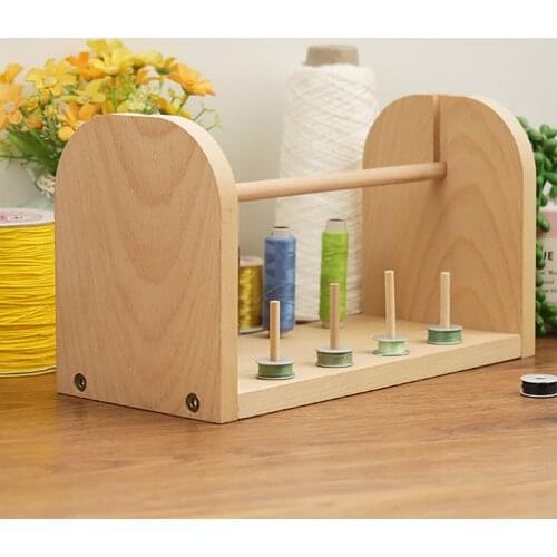 Wooden Thread Rack, Thread Spool Holder With Horizontal Rotating Spindles And Vertical Static Spindles For Organizing Benchmark