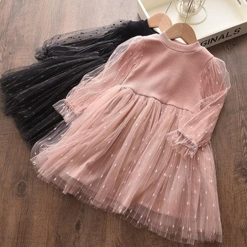 Long Sleeve Sweater Dress Girls Princess Baby Girl Clothes Sweet Party Dresses 2020 Autumn Winter Little Girl Clothes