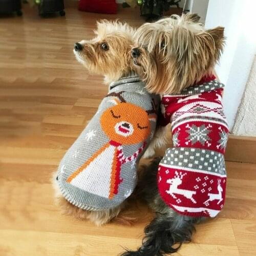 Cartoon puppy sweater winter warm clothes suitable for puppy Christmas clothes
