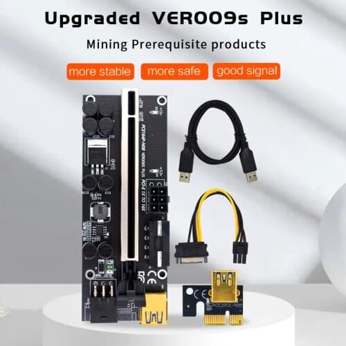 Upgraded VER009s Plus PCI-E PCIE Riser Card Ver 009S USB 3.0 SATA 15Pin to 6pin Adapter For BTC Mining Miner PCIe Riser