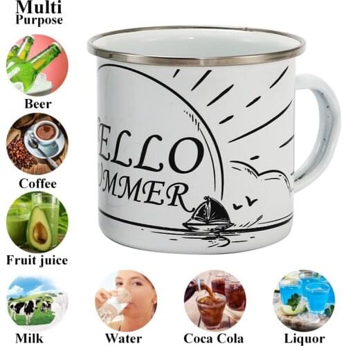 High Quality Sunrise Landscape Enamel Mug, Simple Cartoon Coffee Milk Mug, Household Leisure Products