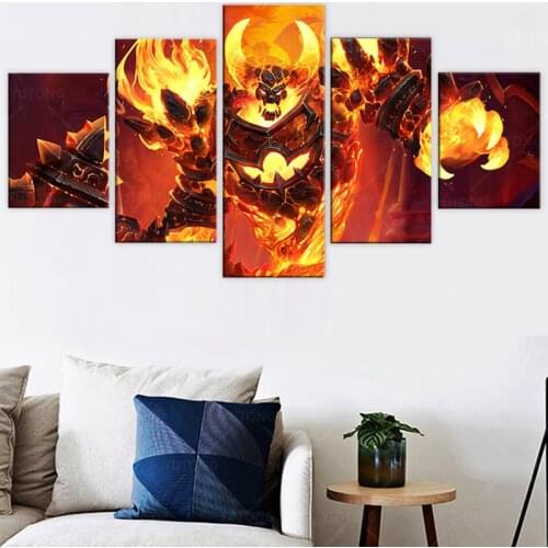 World of Warcraft Ragnaros Fire Art Canvas Paintings poster print Warcraft Games Art Wall for living room home decor Unframed