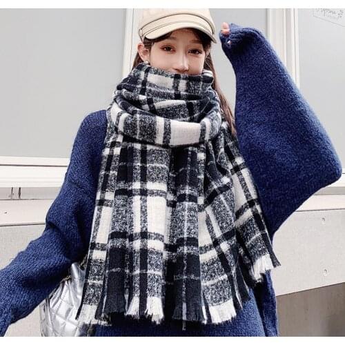 Women Scarf Fashion Plaid Winter Scarves For Ladies Cashmere Shawls Wraps Warm Neck Triangle Bandage Pashmina