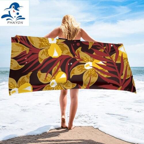 PHAYON 1Pcs Quicky-dry Microfiber Bath Towels Tropical Plants 75*150cm Beach Towel Large Sport Towels Camping Accessories