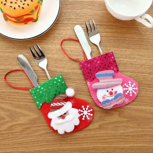 1pcs Christmas Stocking with Sequins sock Gift Bag kids xmas decoration candy bag bauble Christmas tree ornaments supplies
