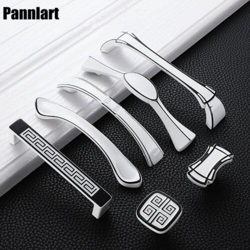 Pannlart 1 Pc Modern Black&white Drawer Handle Zinc Alloy Kitchen Wardrobe Pull Cabinet Door Knob Furniture Cupboard Handles