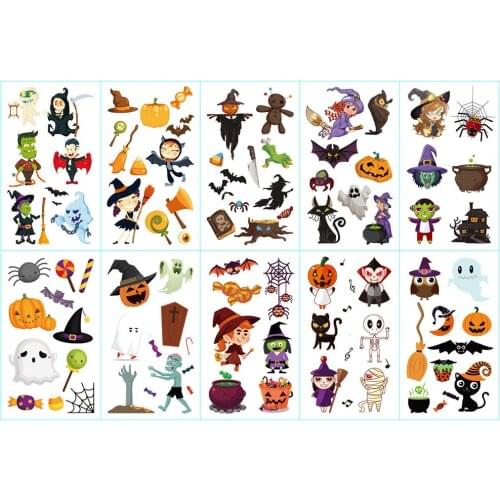 10pcs Waterproof Sweat-Proof Temporary Tattoo Sticker Dinosaur Mermaid Forest Tattoo Stickers for Halloween Easter Child