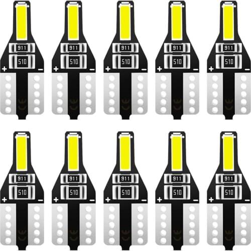 10Pcs W5W LED Canbus T10 LED Bulbs For Car Parking Position Lights Interior Map Dome Lights 12V White 6000K No Error