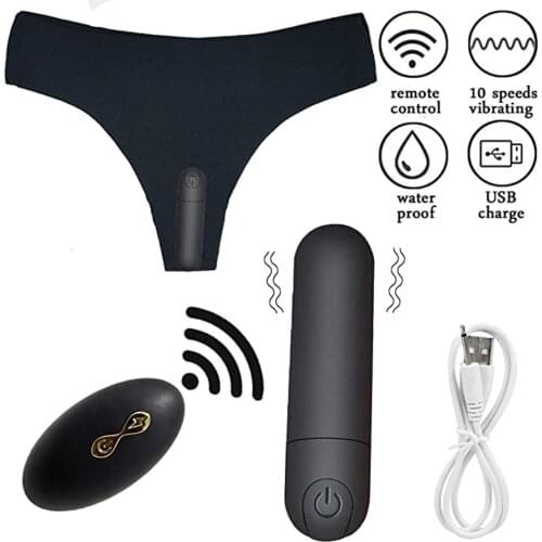 10 Speed Super Strong Vibration Clitoris G-spot Stimulator Strap on Underwear Mini Vibrators for Women Bullet Vibrating Panties