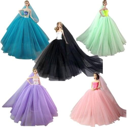 11.5" Classic Lace Wedding Dress for Barbie Doll Clothes Outfits Princess Party Gown 1/6 BJD Dolls Playhouse Accessories Kid Toy