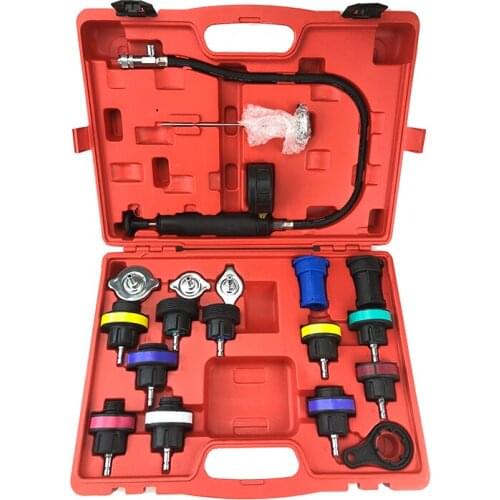 18pcs Radiator Pressure Tester Tool Kit Cooling System Testing Tool Water Tank Leakage Detector Vacuum Vehicle Tool Kit