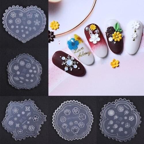 3D Silicone Mold Nail Stencils Nails Carving Stamping Plate Nail Art Template UV Gel Polish Manicure Mould Diy Tool Lucky Kittes