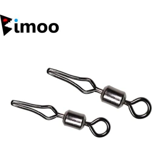 Bimoo 100pcs 360° Roation Copper Swivel with Side Line Clip Fishhook and Crap Fishing Connector Fishing Swivels Tackle with Snap