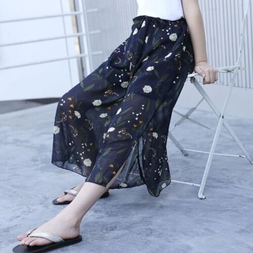 Baby Girls Wide Leg Pants Kids Clothes Children Fashion Summer Pant Toddler Flower Loose Wide Leg Pants Girl Chiffon Trousers
