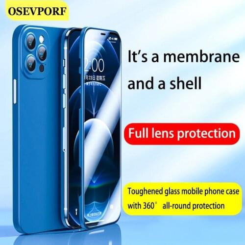 Case for iPhone 12 Mini All-around Lens Protect Toughened Glass Back Cover Shells For iPhone 12 Pro Max Silicone Capa With Film