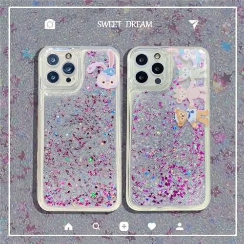 Cartoon Stellalou glitter sequins flashing quicksand TPU phone case for iPhone 12Pro 11 7 8 Plus X XR XS MAX Bling Cover