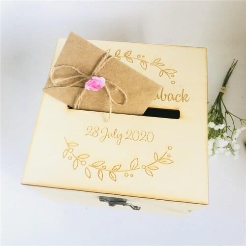 Personalized DIY Wedding Card Box Coin Money Save Box Wooden Wedding Envelope Box Gift Boxes for Birthday Party Anniversary