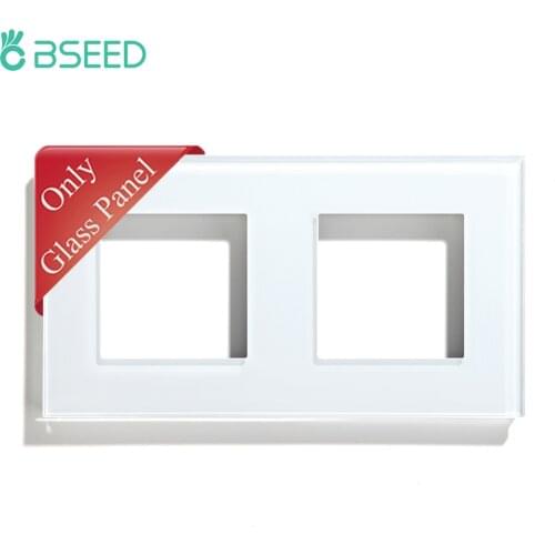 BSEED 157 mm Double Glass Panel EU Standard Pearl Crystal Glass White Black Gloden Wall Socket