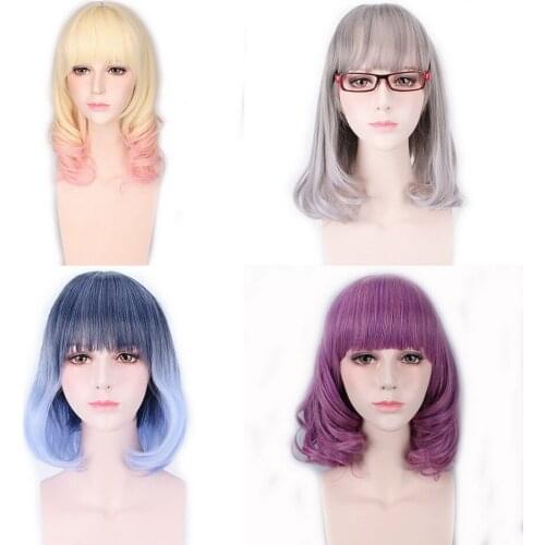 DIABOLIK LOVERS MORE BLOOD Komori Yui Short Wavy Ombre Cosplay Wig Synthetic Hair Halloween Costume Party Anime Wigs For Women