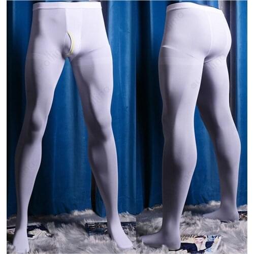 80D Male Tights Pantyhose Fantasy Open Up For Penis Urine Male Pantyhose Semi Opaque Working Tights Blood Clogged Prevention