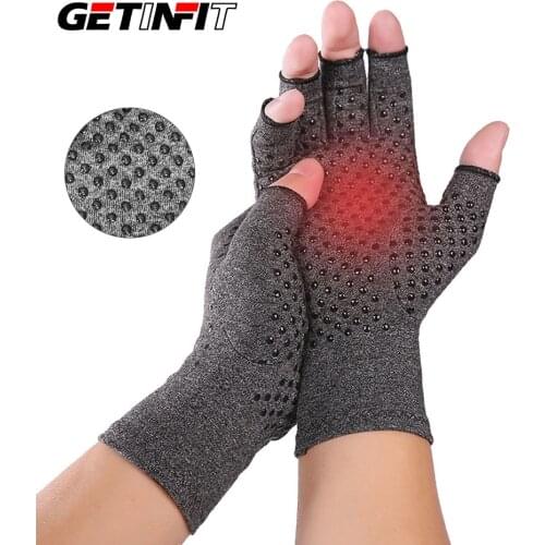 Getinfit 1 Pair Compression Arthritis Gloves Open Finger Gloves for Arthritic Joint Pain Relief Hand Gloves 3 Styles