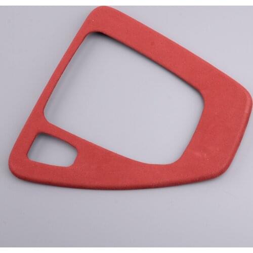 Red Alcantara Suede Gear Shift Panel Cover Trim Frame Car Fit For BMW 3 Series E90 E92 E93 2005-2007 2008 2009 2010 2011 2012