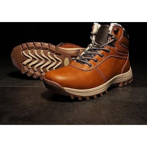 COSIDRAM Fashion Pu Leather Male Lace Up Warm Ankle Boots Men Boots Winter Shoes Men Sewing Brithsh Shoes BRM-064