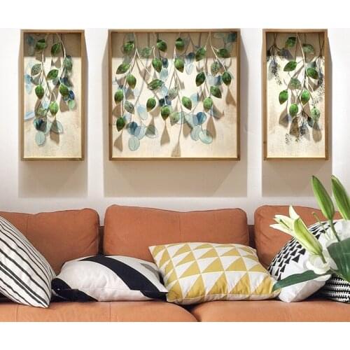 Pastoral Style Porch Aisle Wall Decoration Wall Hanging Creative Iron Wood Art Combined with Wall Decoration Simulation Plant