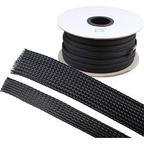 10M 4 -35mm Cable Sleeve black Wire Protection PET Nylon Cable Sleeves wire cable Braided Cable Sleeve