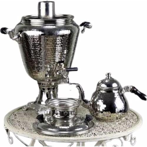 New Model Hammered Nickel Thick Coal Copper Samovar 4 Lt