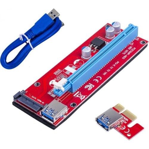 New VER007 PCI-E Riser Card 007S PCI Express PCIE 1X 16X Adapter 60CM 100CM USB 3.0 Cable SATA Power for GPU Mining Miner