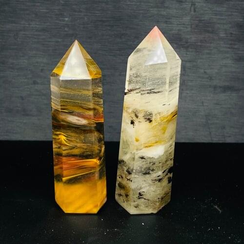 NEW!!!!!!! Tiger Skin Smelting Stone Crystal Point Hexagonal Prism Ornament Home Decor