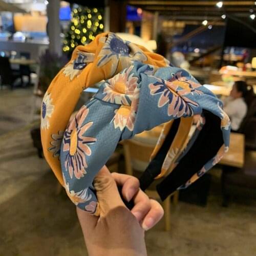 New Fashion boutique hair accessories womens fabric Lovely Sunflower middle knot knots wide-brimmed headband headband hairband