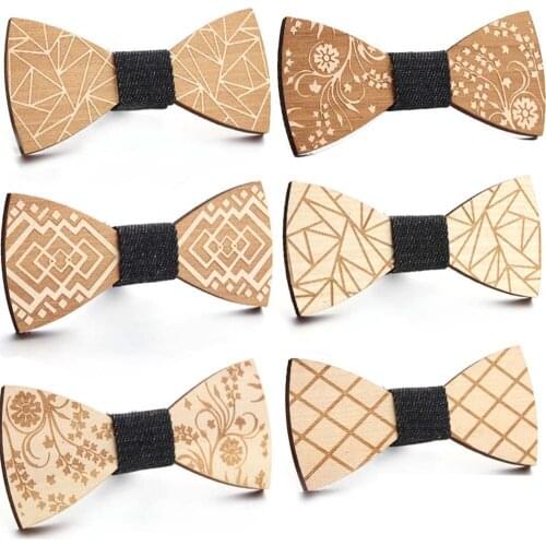 Wholesale Mahoosive Wood Bow Tie Mens Butterfly Cravat Party Ties For Men Wooden Bow Ties Butterfly Wooden Tie For Man