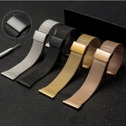 Milanese Watch Strap 20mm 22mm Universal Stainless Steel Metal Watchband Bracelet Black Rose Gold for Samsung Huawei DW watch
