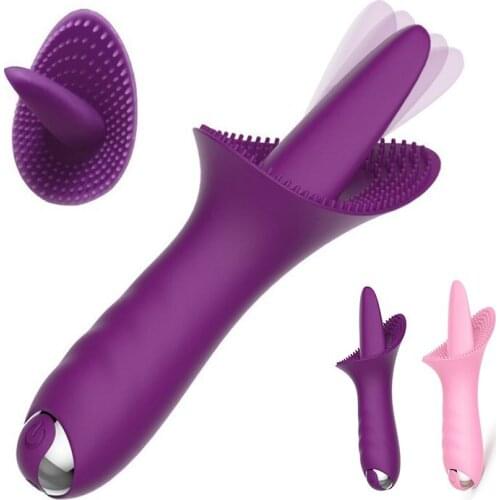 Silicone G-spot Vibrator USB Rechargeable Tongue Licking Massage 10 Speed Vibrating Clitoris Stimulator Sex Toys for Women