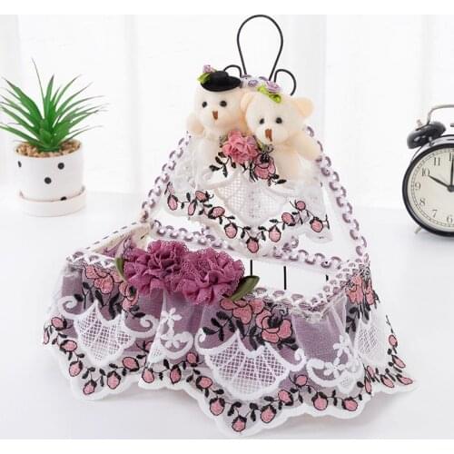 Cute Creative Couple Bear Storage Basket Fabric Hanging Basket Porch Key Remote Control Storage Basket Iron Wall Hanging