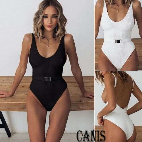 ITFABS Sexy Lady One Piece Swimwear Solid Belt Beach Summer Bikini Brazilian Bathing Suit Swimsuit Monokini Women female